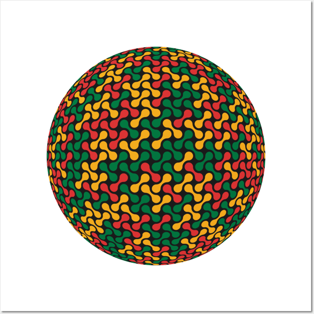 Metaballs Pattern Sphere (Rasta Colours) Wall Art by John Uttley